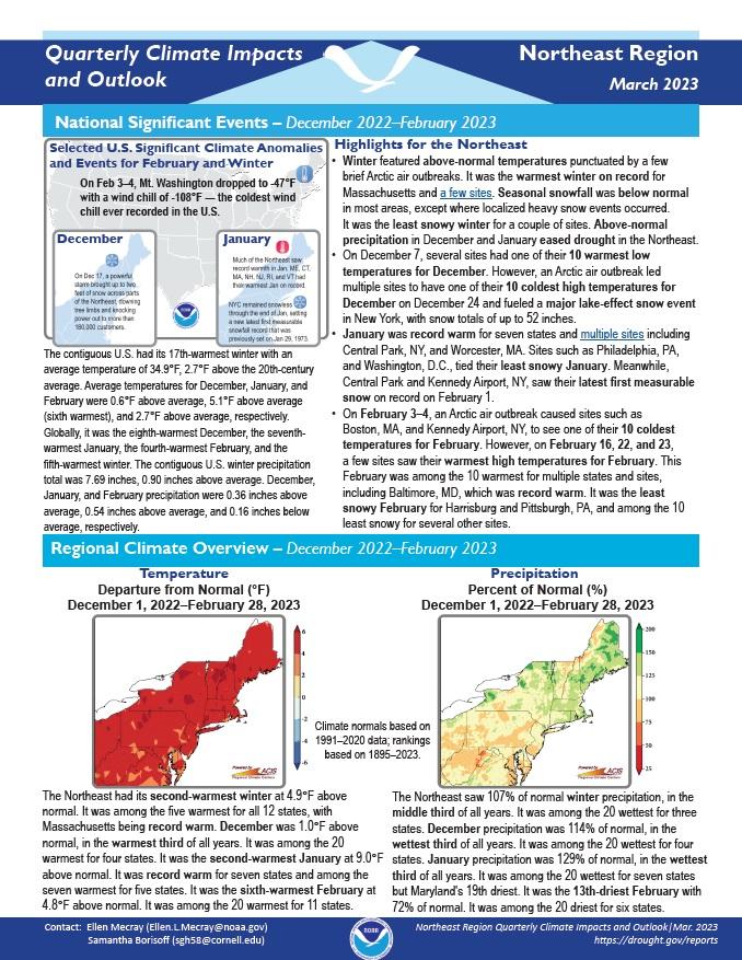 Northeast Regional Climate Center Drought Gov   Northeast Winter 2023  